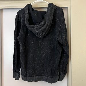 Black Acid Wash Zip Up Jacket